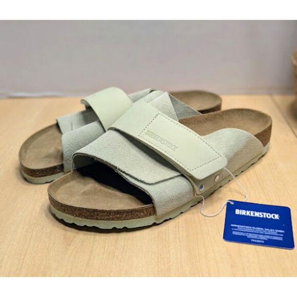 Birkenstock Shoes - Birkenstock Kyoto Green Suede & Leather Slide Sandals Women's 10 EU 41 NWT